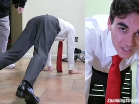Straight boy spanked hard in a suit and tie