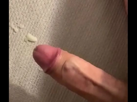 Playing with my big dick and shooting on my bed