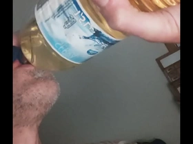 Chugging 1,5 litres of male piss, swallowing all until last drop part two