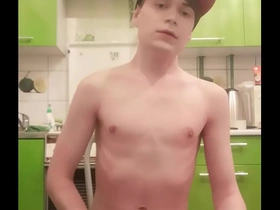 Skinny teen twink femboy rides a dildo, moans, jerks off his cock and ass on webcam and brings himself to orgasm