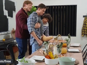 Friendsgiving meeting with nate grimes and his friends ends up in a wild raw fucking gay party - men