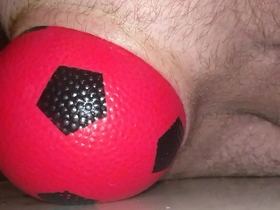 Huge 12 cm wide inflatable ball slowly leaving my ass up close.