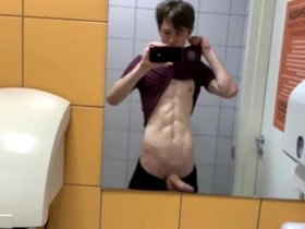 Hot boy jerkin off in toilet at gym (risky)/ almost caught ! /hunks /cute