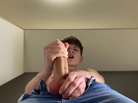 Big dick in tight blue jeans & skinny boy shoot creamy load on your face