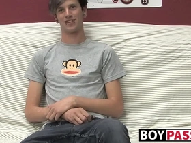 Adorable gay guy danny jerks off his dick on couch solo