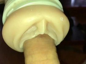 Stroking cock with flesh light