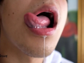 Delicious tongue with pleasure of sucking cock